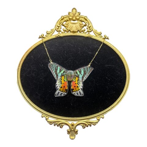 Sunset moth Labradorite Cabochon necklace